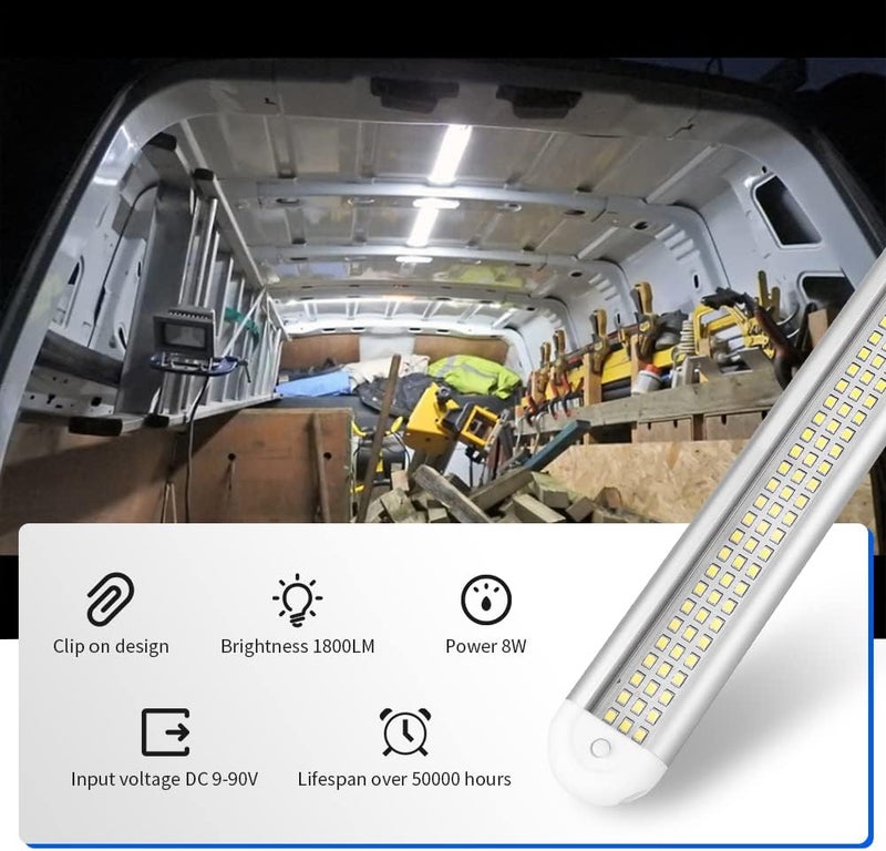 RVZONE 12V LED Interior Light Bar | 120LEDs 1800LM 8W DC 12 Volt led Strip Lights with ON/Off Switch RV Led Lights Interior for Camper Truck Van Boat Trailer Cargo Lights Fixture Motorhome (4Pack) - Image 3